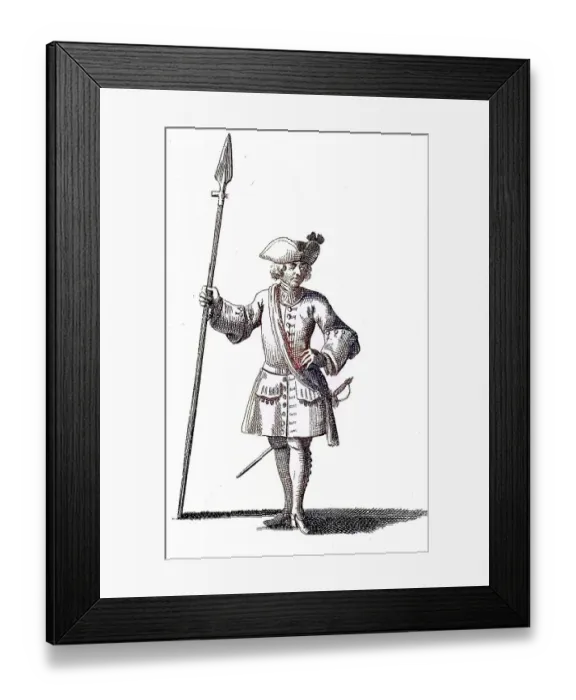 Framed Print : Military clothing at the beginning of the 18th century Framed Print : Military clothing at the beginning of the 18th century