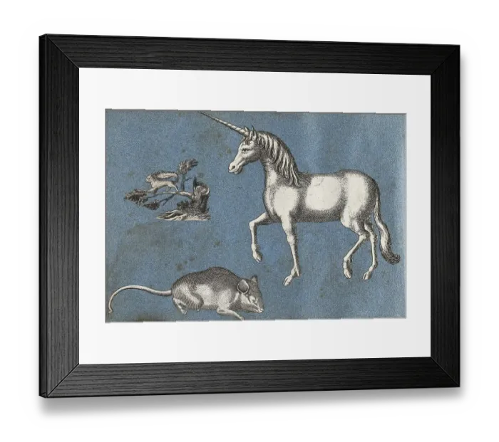 Framed Print : A unicorn, a squirrel and a mouse Framed Print : A unicorn, a squirrel and a mouse