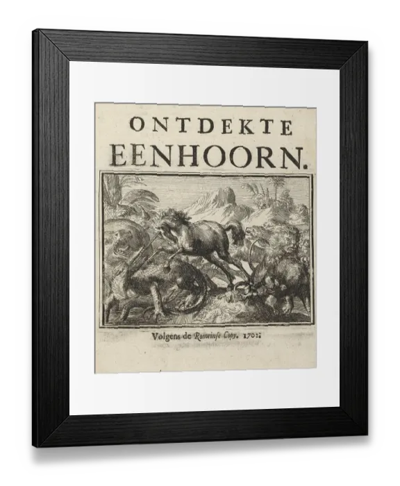 Framed Print : Title page for the pamphlet, The Discovered Unicorn