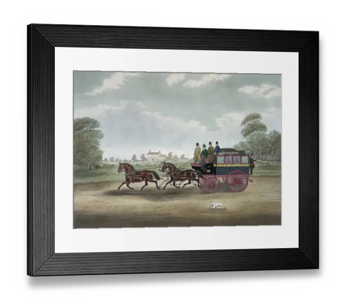 Framed Print : The coach Unicorn Norwich, Men in the coach Norwich to Cromer