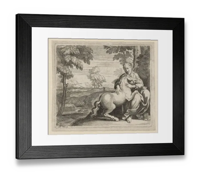 Framed Print : Young Woman with a Unicorn, c. 1602 Framed Print : Young Woman with a Unicorn, c. 1602