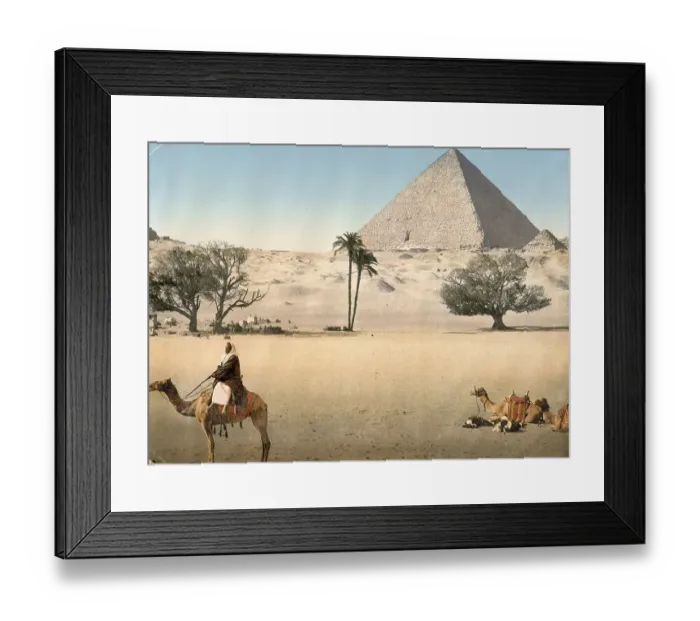 Framed Print : Bedouins resting in front of the Great Pyramid