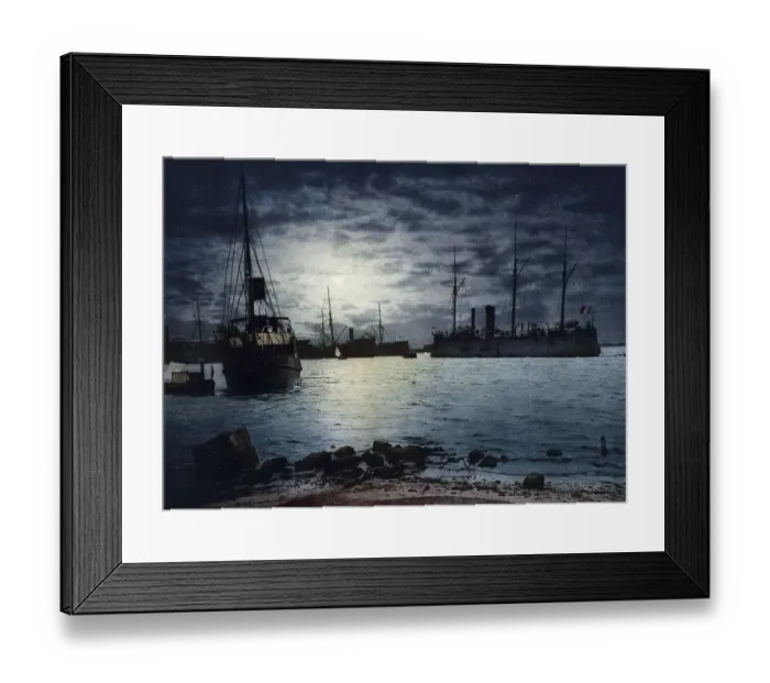 Framed Print : Port Said, clear moon night, Egypt