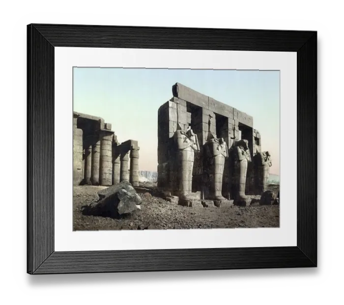 Framed Print : Thebes, Ramesseum. Statues of Orisis and the Pillars of the Temple
