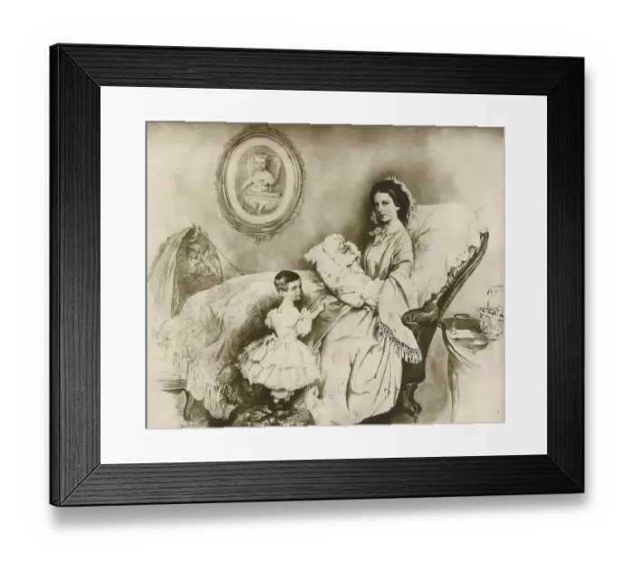 Framed Print : Elisabeth and her children, Elisabeth of Austria (born 24 December 1837 as Elisabeth Amalie Eugenie von Wittelsbach)