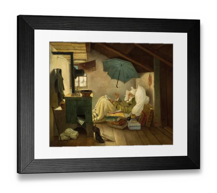 Framed Print : The Poor Poet, Painting by Carl Spitzweg