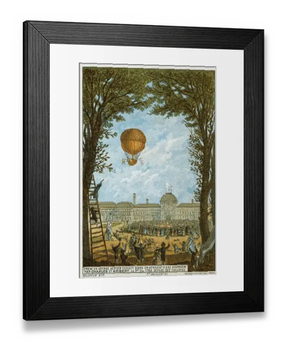 Framed Print : First manned flight in a hydrogen-filled balloon Framed Print : First manned flight in a hydrogen-filled balloon