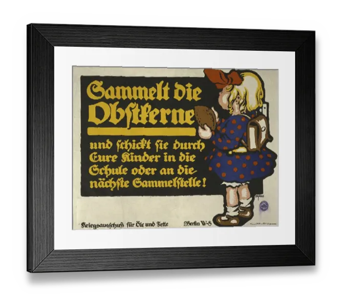 Framed Print : First World War 1914-1918 German poster with the request to save fruit stones Framed Print : First World War 1914-1918 German poster with the request to save fruit stones