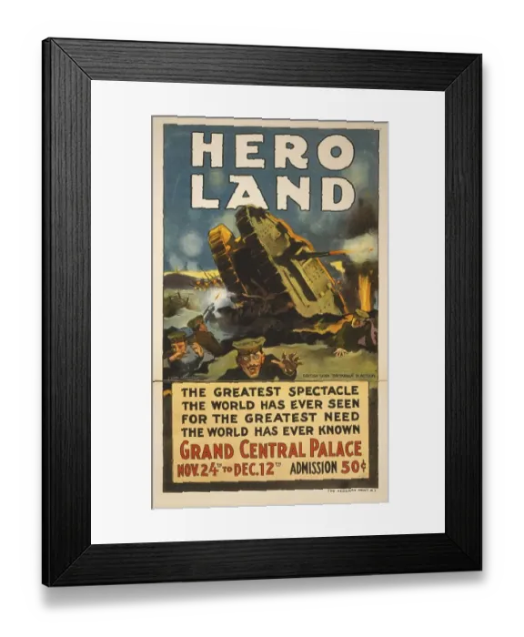 Framed Print : Poster for Hero Land, a spectacular entertainment based on the battlefields of the First World War