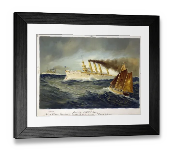 Framed Print : The US Navy armoured cruisers New York (left) Framed Print : The US Navy armoured cruisers New York (left)