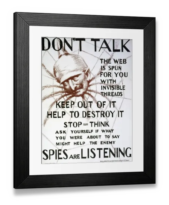 Framed Print : First World War 1914-1918: Don't speak