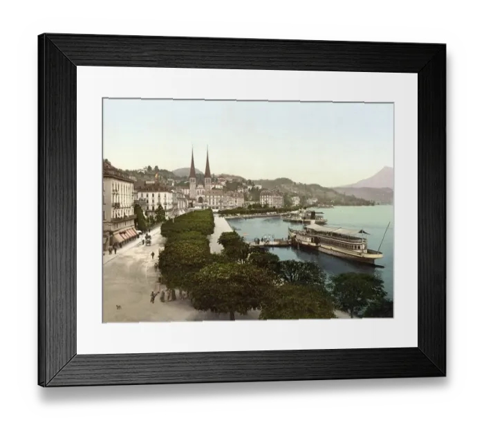 Framed Print : Promenade and Cathedral, Lucerne Framed Print : Promenade and Cathedral, Lucerne