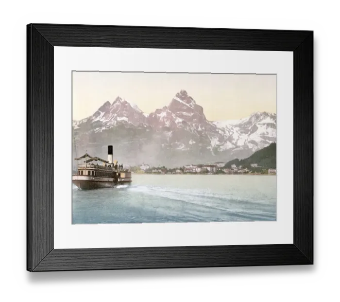 Framed Print : Fountain and the myths, Vierwaldstaettersee