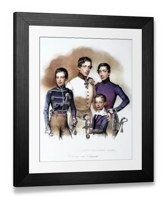 Framed Print : The sons Wilhlm Albrecht Friedrich Karl of Archduke Karl Joseph of Austria