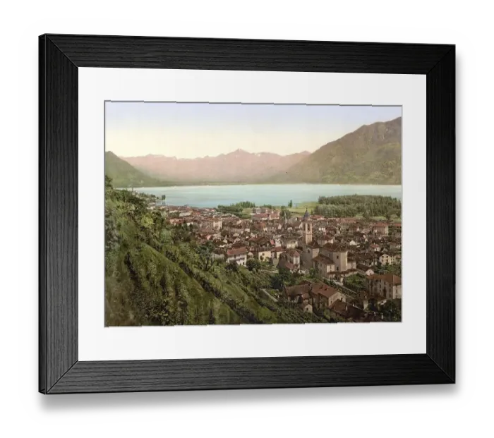 Framed Print : View of the town of Locarno in Ticino in Switzerland