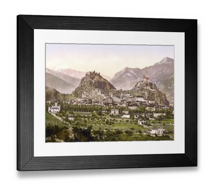 Framed Print : Sion, Gesamtansicht, Wallis, Schweiz / Sion Framed Print : Sion, Gesamtansicht, Wallis, Schweiz / Sion