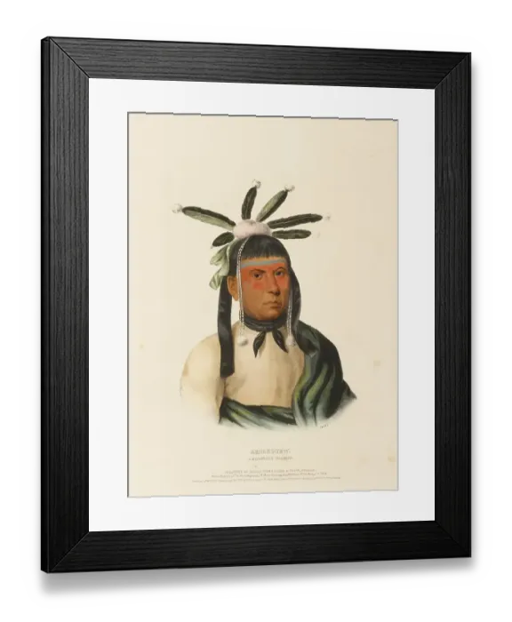 Framed Print : Amiskquew. A Menominie Warrior (1843)