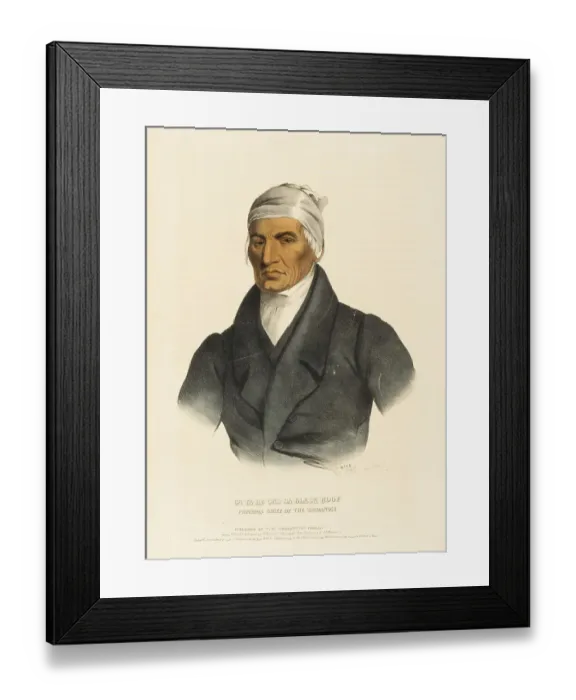 Framed Print : Ca-Ta-He-Cas-Sa-Black Hoof. Principal Chief Of The Shawanoes (1838)