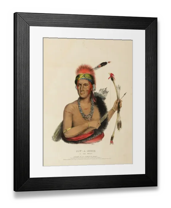 Framed Print : Pow-A-Sheek. A Fox Chief (1838) Framed Print : Pow-A-Sheek. A Fox Chief (1838)