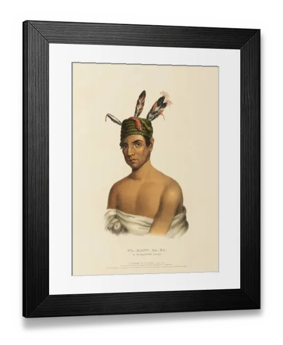 Framed Print : Wa-Kawn-Ha-Ka, A Winnebago Chief (1841)