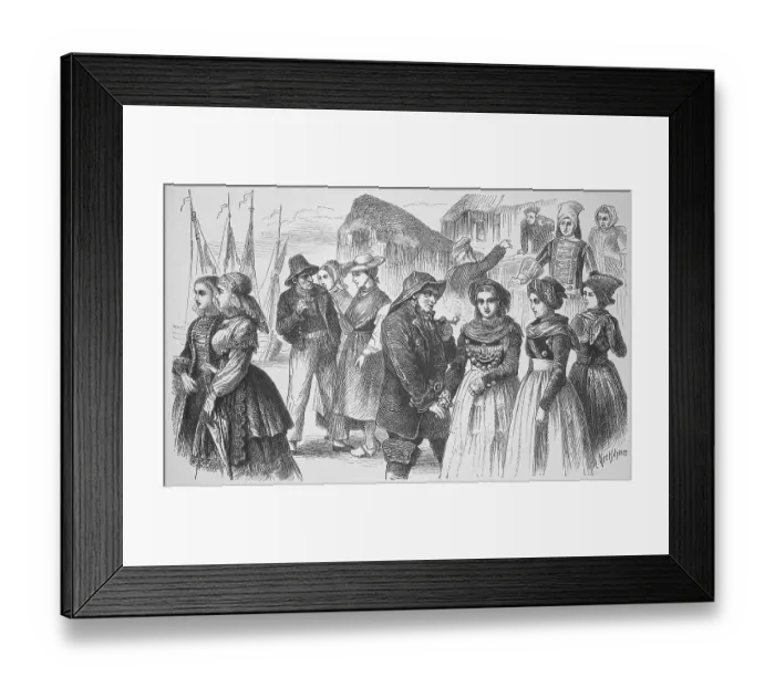 Framed Print : Women and men in traditional costumes from Friesland