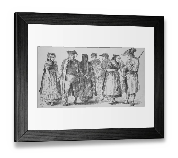 Framed Print : People in folk costumes from the Brunswick area