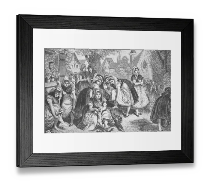 Framed Print : Young woman changing their clothes in front of going to church in the Spreewald Framed Print : Young woman changing their clothes in front of going to church in the Spreewald