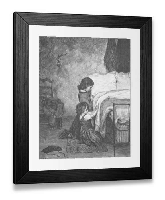 Framed Print : Children at bedside prayer, 1895 Framed Print : Children at bedside prayer, 1895