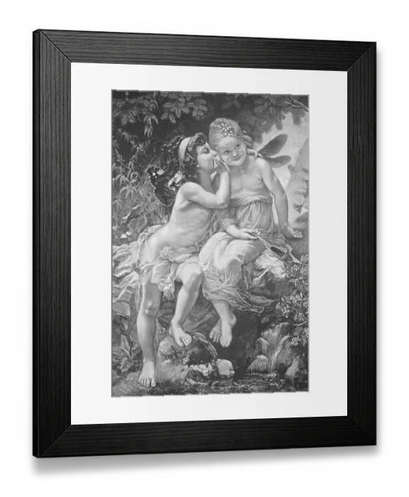 Framed Print : Idyllic symbol of spring with two elves Framed Print : Idyllic symbol of spring with two elves