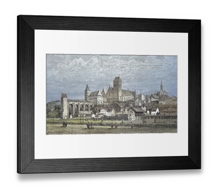 Framed Print : Historical view, 19th century, of the town of Marienwerder Framed Print : Historical view, 19th century, of the town of Marienwerder
