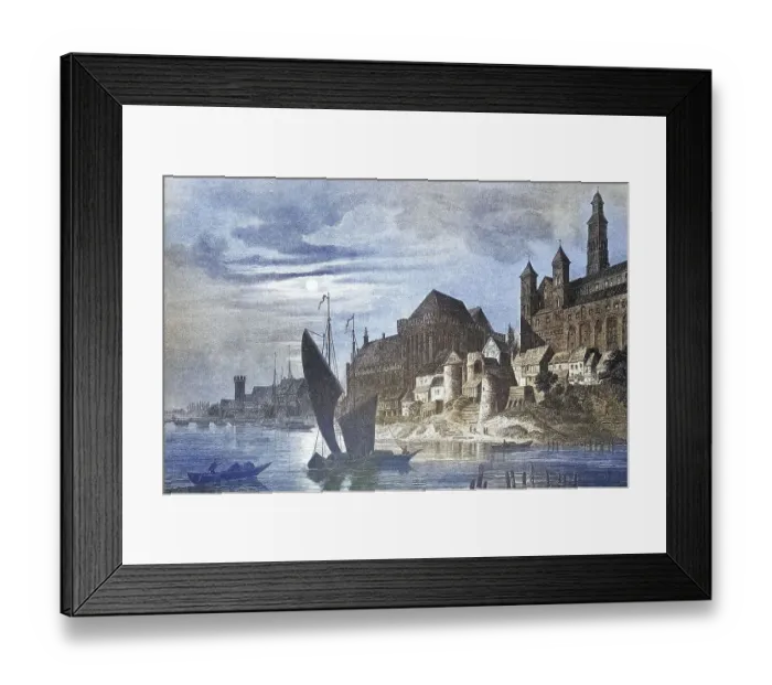 Framed Print : Historical view, 19th century, of the town of Marienburg Framed Print : Historical view, 19th century, of the town of Marienburg