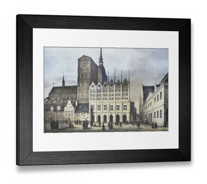 Framed Print : Historical view, 19th century, of the city of Stralsund Framed Print : Historical view, 19th century, of the city of Stralsund