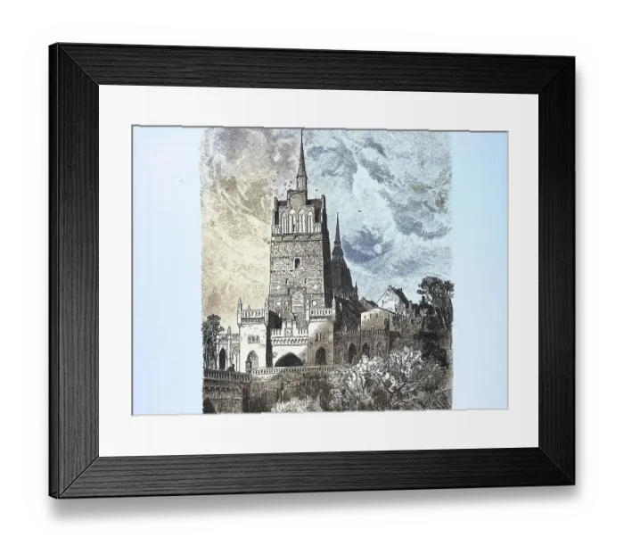 Framed Print : Historical view, 19th century, of the city of Rostock Framed Print : Historical view, 19th century, of the city of Rostock