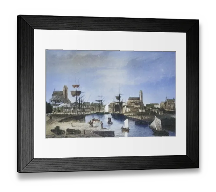 Framed Print : Historical view, 19th century, of the city of Wismar