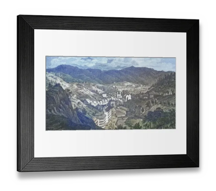 Framed Print : Historical view, 19th century, of the town of Carlsbad