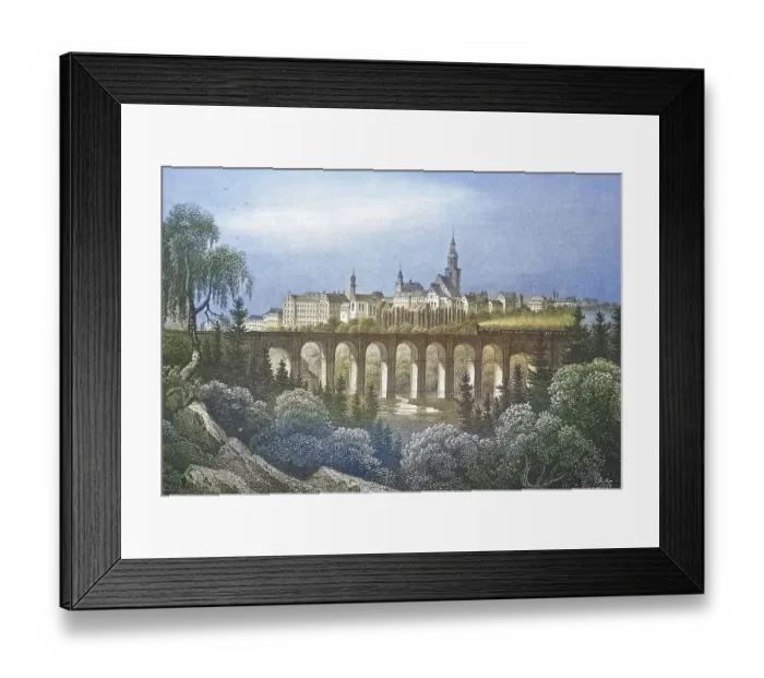 Framed Print : Historical view, 19th century, of the town of Loebau