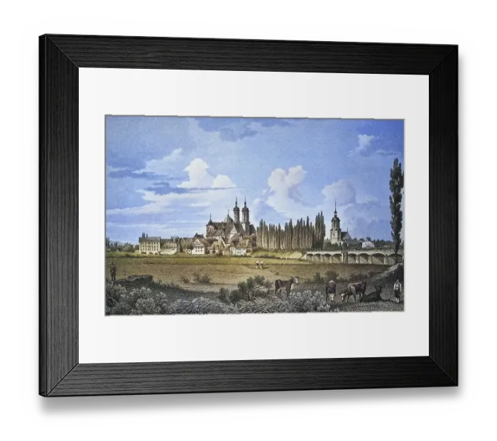 Framed Print : Historical view, 19th century, of the town of Wurzen