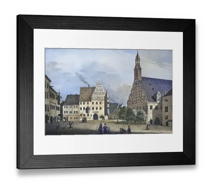 Framed Print : Historical view, 19th century, of the town of Zwickau Framed Print : Historical view, 19th century, of the town of Zwickau
