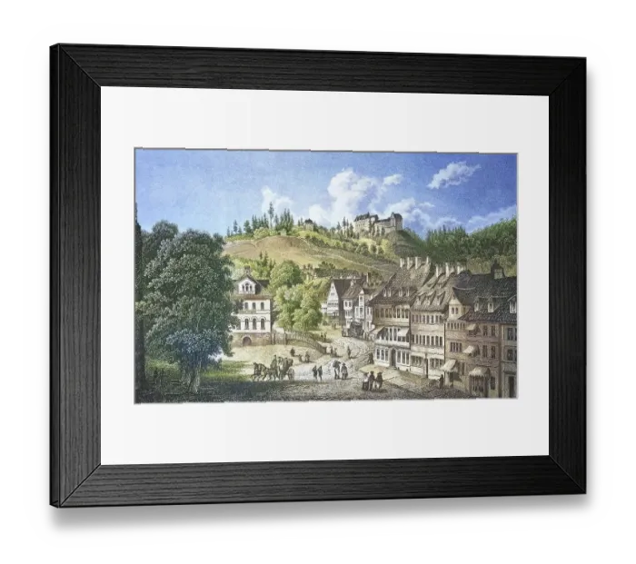 Framed Print : Historical view, 19th century, of the town of Eisenach