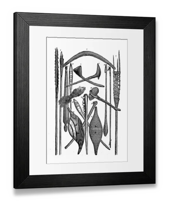 Framed Print : Various weapons of the aborigines of Australia Framed Print : Various weapons of the aborigines of Australia