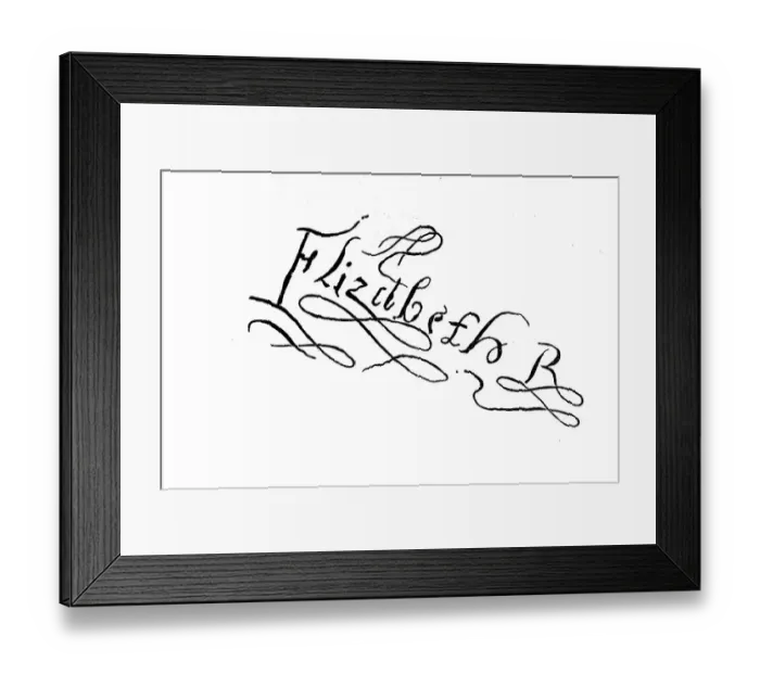 Framed Print : Signature, handwriting of Elizabeth