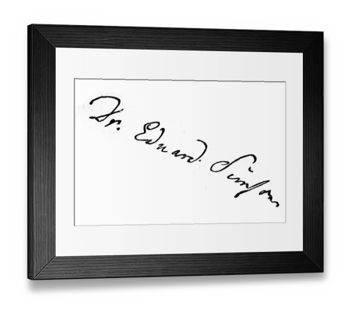 Framed Print : Signature, handwriting of President Simson