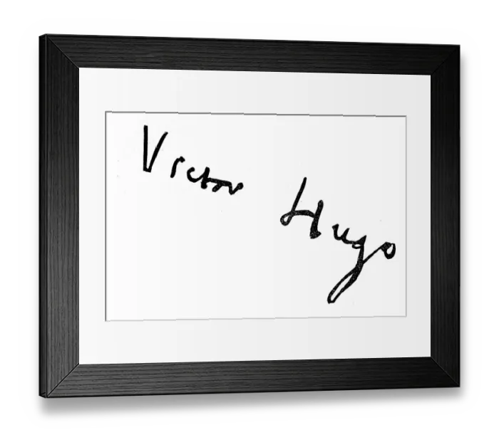Framed Print : Signature, manuscript by Victor Hugo