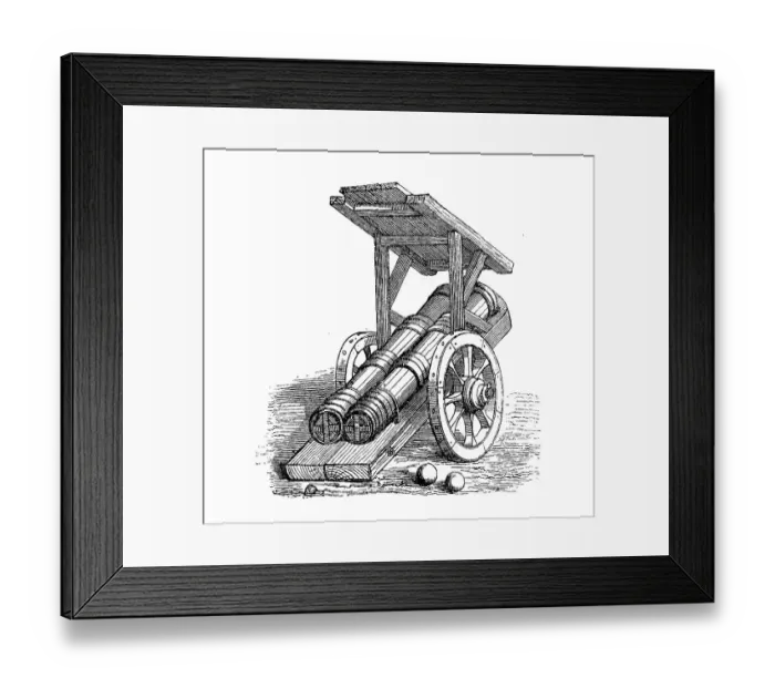 Framed Print : Double bombard with roof, cannon