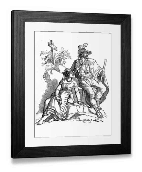 Framed Print : A couple from Abruzzo in Italy in typical traditional costume around 1870 Framed Print : A couple from Abruzzo in Italy in typical traditional costume around 1870