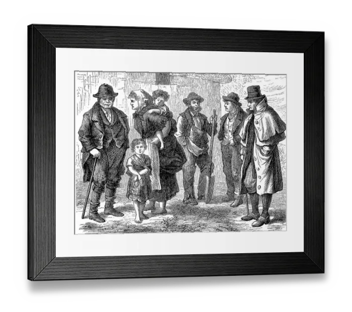 Framed Print : People, Country people from Ireland in 1870