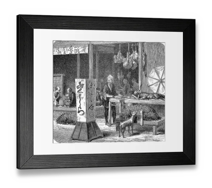Framed Print : Dining establishment in Japan in 1870 Framed Print : Dining establishment in Japan in 1870