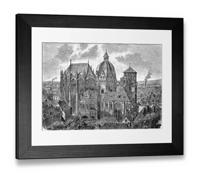 Framed Print : The Cathedral of Aachen in Germany in 1870