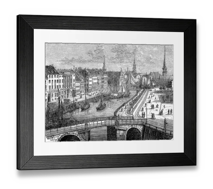 Framed Print : Copenhagen in Denmark in 1870, Historical Framed Print : Copenhagen in Denmark in 1870, Historical