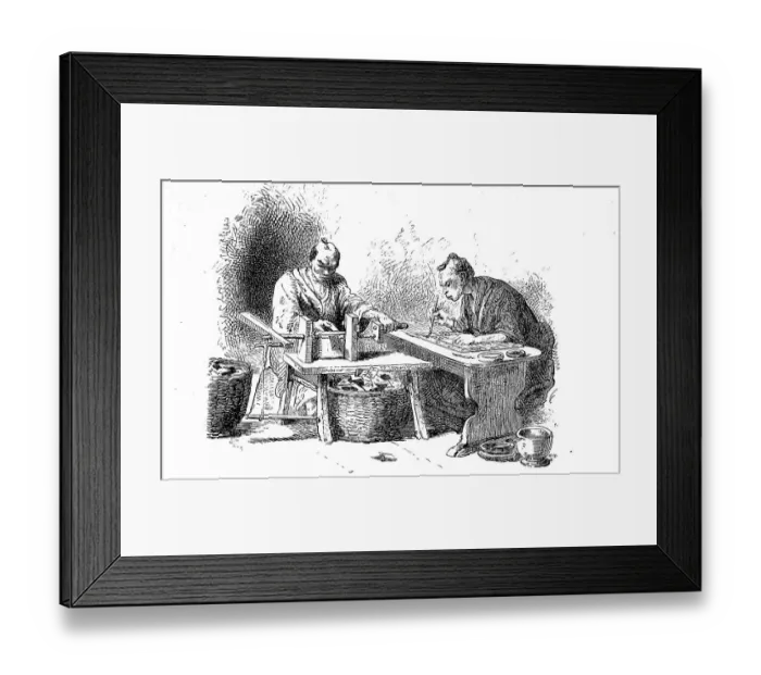 Framed Print : Japan in the late Middle Ages, visiting card writer Framed Print : Japan in the late Middle Ages, visiting card writer